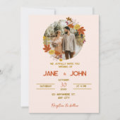 Herfst Bloemen Lijst Foto Bruiloft Uitnodiging (Voorkant)