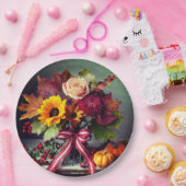 Herfst Bloemen met Boog, 9" Ronde Papieren Borden Papieren Bordje (Feest)