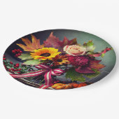 Herfst Bloemen met Boog, 9" Ronde Papieren Borden Papieren Bordje (Gekanteld)