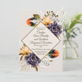 Herfst bloemen met Pampas Grass en Veer Weddenscha Kaart (Staand voorkant)