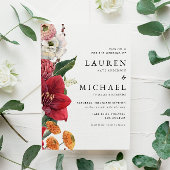 Herfst Bloemen Met Rode Amaryllis QR Code Trouwen Kaart