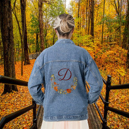 Herfst Bloemen Monogram Bachelorette Aangepast Ini Denim Jacket