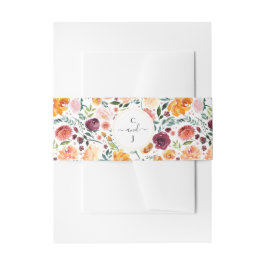 Herfst Bloemen Monogram Bruiloft Uitnodigingen Wikkel