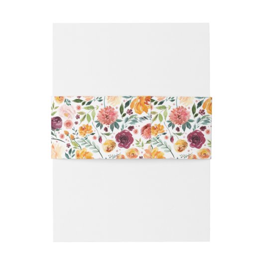 Herfst Bloemen Monogram Bruiloft Uitnodigingen Wikkel (Achterkant Voorbeeld)