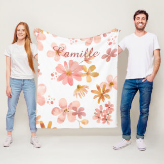 Herfst bloemen naam oranje perzik fleece deken