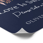 Herfst Bloemen Navy Blue Bruiloft Liefde Is Lief T Poster (Hoek)