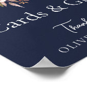 Herfst Bloemen Navy Blue Trouwkaarten & cadeaubord Poster (Hoek)