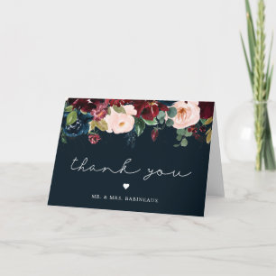 Herfst Bloemen Navy Trouwfoto Bedankt