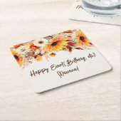 Herfst Bloemen op Beige Party Kartonnen Onderzetters (Schuin)