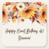 Herfst Bloemen op Beige Party Kartonnen Onderzetters (Voorkant)