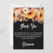 Herfst Bloemen op Black Party Dank je kaart (Voorkant)