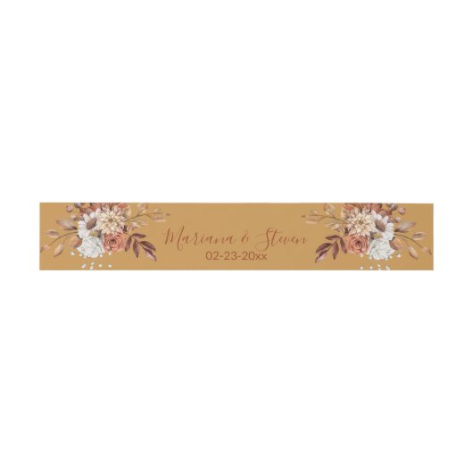 Herfst Bloemen op Gold Invitation Belly Band Uitnodigingen Wikkel (Vlak)