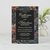  Herfst Bloemen op Linnen Textuur Wedding Kaart (Staand voorkant)