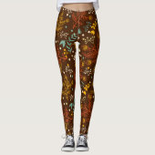  Herfst bloemen op rijke bruine achtergrond Leggings (Voorkant)