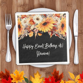 Herfst Bloemen op Zwarte Feestservetten Servet