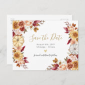 Herfst bloemen opslaan de datum briefkaart (Voorkant / Achterkant)