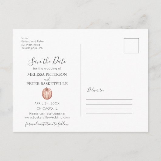 Herfst bloemen opslaan de datum briefkaart (Achterkant)