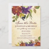 Herfst Bloemen Paarse Oranje Inspirerend bruiloft Save The Date (Voorkant)