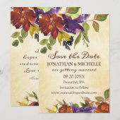 Herfst Bloemen Paarse Oranje Inspirerend bruiloft Save The Date (Voorkant / Achterkant)