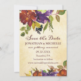 Herfst Bloemen Paarse Oranje Inspirerend bruiloft Save The Date