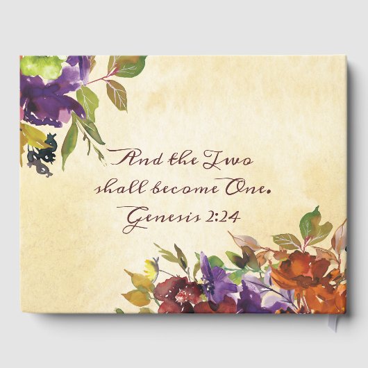 Herfst Bloemen Paarse Verbrande Sinaasappel Gele B Gastenboek (Achterkant)