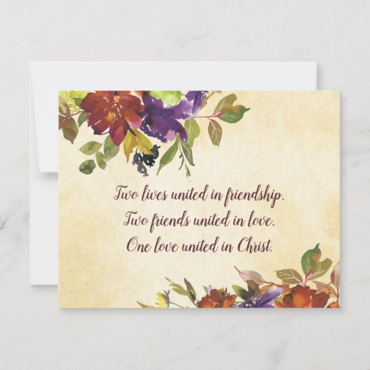 Herfst Bloemen Paarse Verbrande Sinaasappel Gele B Save The Date (Achterkant)