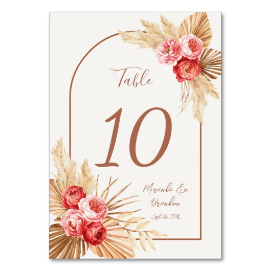 Herfst Bloemen Pampas Gras Bruiloft Kaart (Achterkant)