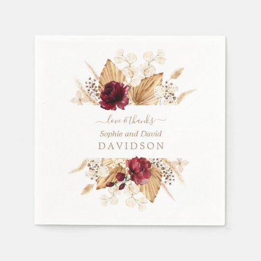 Herfst Bloemen Pampas Gras Palm Bruidsboeket Servet (Voorkant)