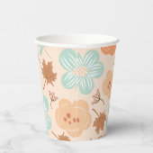 Herfst Bloemen Papier Papieren Bekers (Rechts)