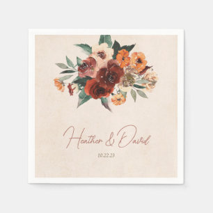 Herfst Bloemen Papier Servet Terracotta Verbrand S