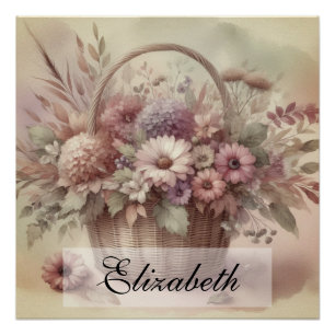  Herfst bloemen pastel waterverf schilderij Perfect Poster
