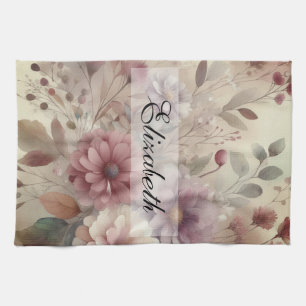  Herfst Bloemen Pastels waterverf schilderij Theedoek
