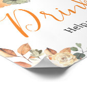 Herfst Bloemen Pompoen Baby shower Drinken Poster (Hoek)