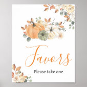 Herfst Bloemen Pompoen Baby shower Favors Poster (Voorkant)