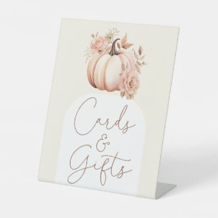 Herfst Bloemen Pompoen Baby shower Kaarten en gesc Reclamebord Met Voetstuk