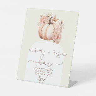 Herfst Bloemen Pompoen Baby shower Mom-osa Bar Reclamebord Met Voetstuk