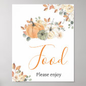 Herfst Bloemen Pompoen Baby shower Voedsel Poster (Voorkant)