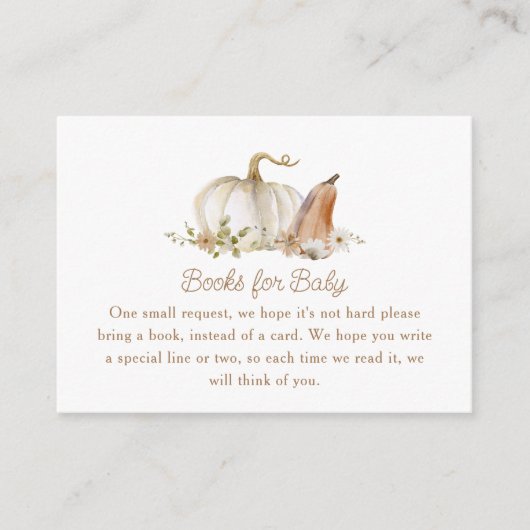 Herfst Bloemen Pompoen Boeken voor Baby Informatiekaartje (Voorkant)