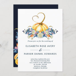 Herfst Bloemen Pompoen Bruiloft Kaart