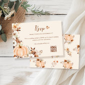 Herfst Bloemen Pompoen bruiloft QR-code RSVP Kaartje