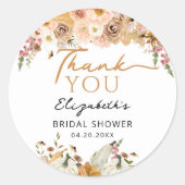 Herfst Bloemen Pompoen Dank u Favor Ronde Sticker (Voorkant)