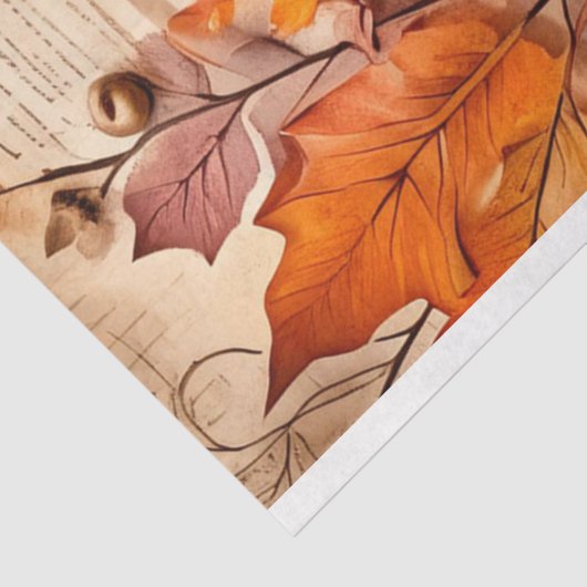 Herfst Bloemen Pompoen Decoupage Print Tissuepapier (Detail)