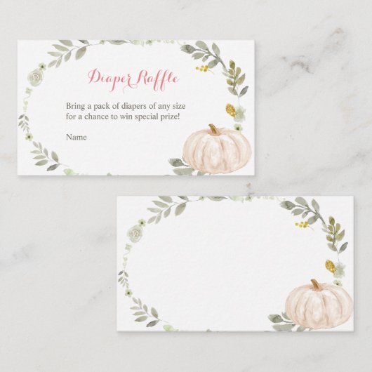 Herfst Bloemen Pompoen Groen - Luier Raffle Kaart (Voorkant / Achterkant)