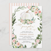 Herfst Bloemen Pompoen Herfst Baby shower Uitnodig Kaart (Voorkant / Achterkant)