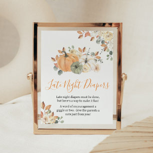 Herfst Bloemen Pompoen Late Night Luiers Poster