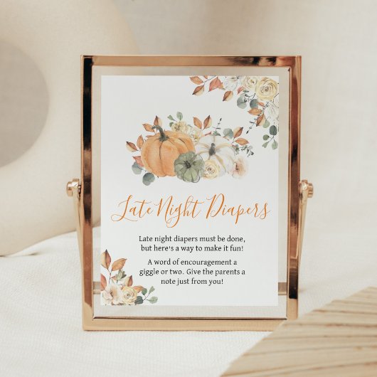 Herfst Bloemen Pompoen Late Night Luiers Poster