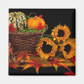 Herfst Bloemen Pompoen Mand Magneet (Voorkant)