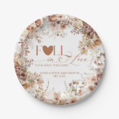 Herfst Bloemen Pompoen Neutraal Baby shower Papieren Bordje (Voorkant)