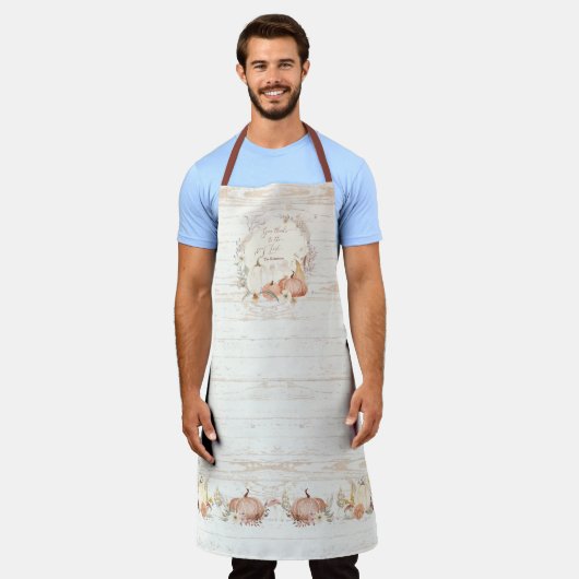 Herfst Bloemen Pompoen Paddestoel Geef Bedankt Lor Schort (Gedragen)