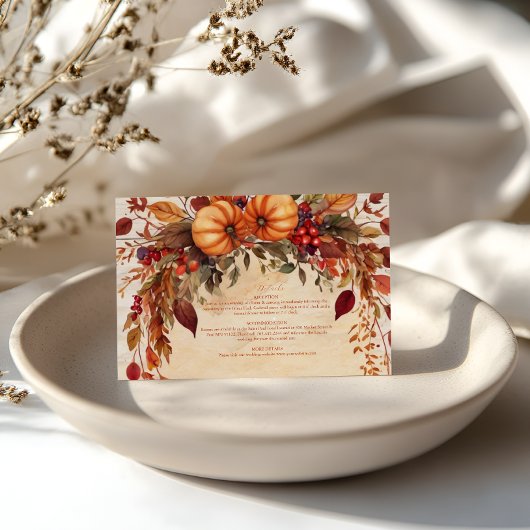 Herfst Bloemen Pompoen Rustiek Informatiekaartje